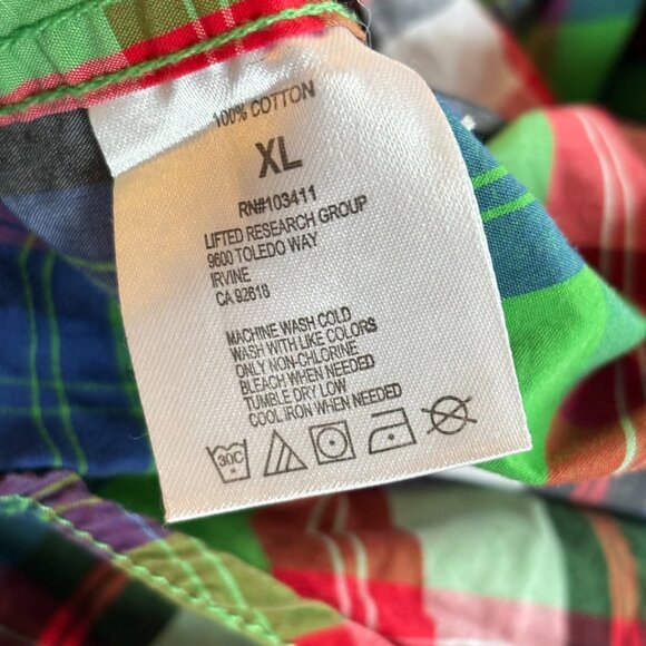 LRG Lifted Research Group Wovens Mens Shirt XL Western Plaid Pearl Snap 19093 - Picture 8 of 10